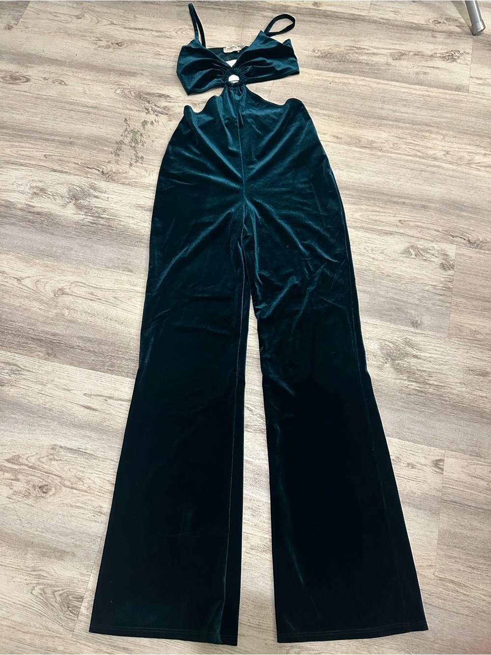 Flou Emerald Velvet Cutout Wide-Leg Jumpsuit